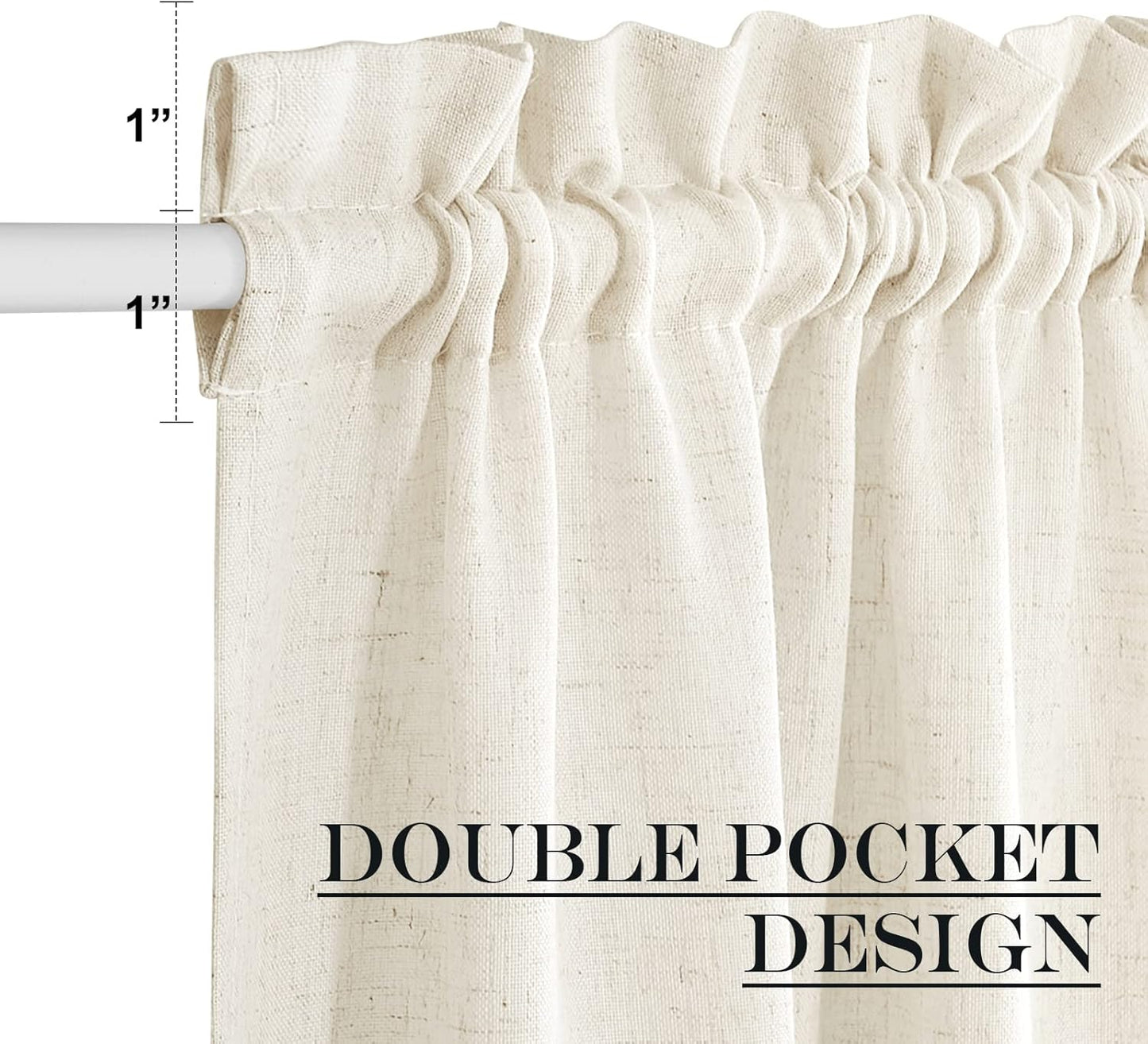 NICETOWN Natural French Door Curtain Farmhouse Style Light Filtering Curtain Panel Rod Pocket Linen Front Door Shade Sidelight Country for Glass, 26" W x 40" L, 1 Panel