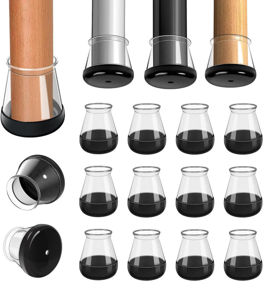 2024 New Chair Leg Floor Protectors for Hardwood Floors and Carpet GICUNK Silicone Covers to Protect Wood Tile Floors Chair Sliders Non Slip Reduce Noise 28 Pcs Clear Round S Fit:1/2"~13/16"