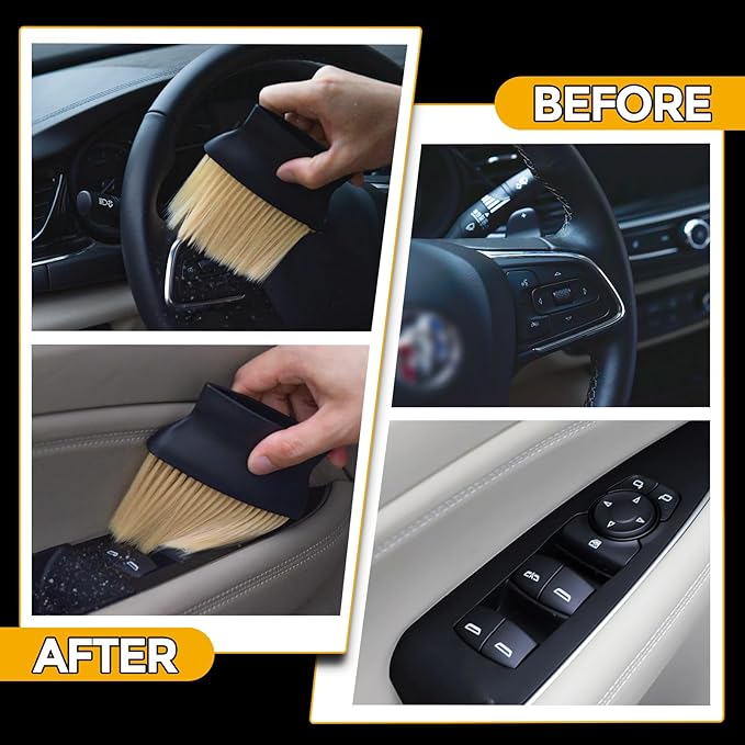 Car Detailing Brush (A-Short Brush+Mini Brush, White)