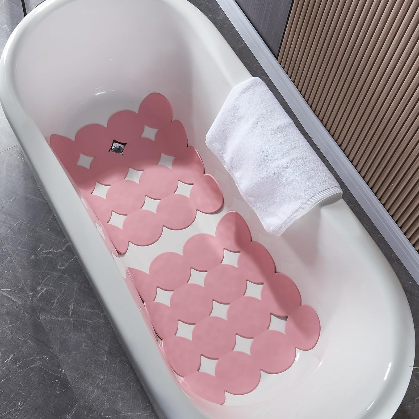 Square Shower Mat Nonslip - Rubber Bathtub Mat with Suction Cups for Inside Shower Bathroom Floor (Pink, 21X21)