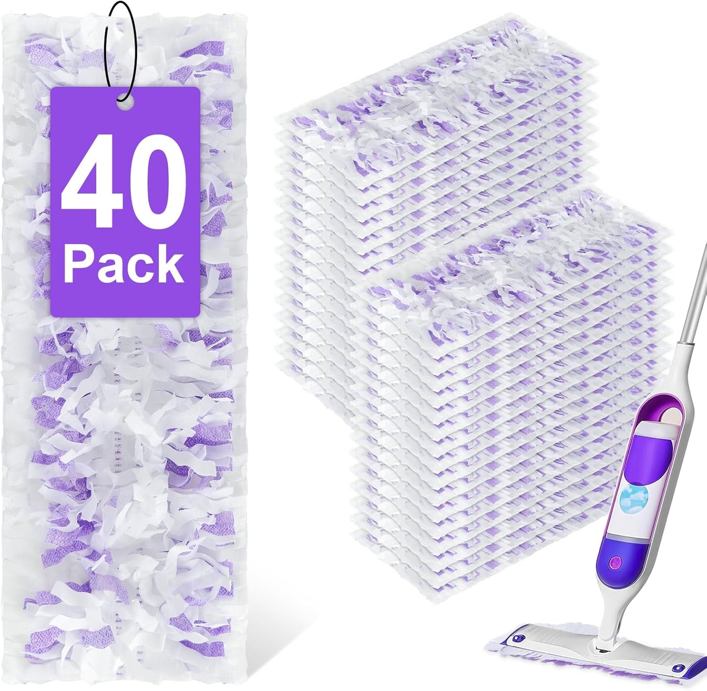 40 Pack Power Mop Refills for Swiffer Power Mop，Unscented&Thickened Multi-Surface and Wood Spray Mops for Floor Cleaning