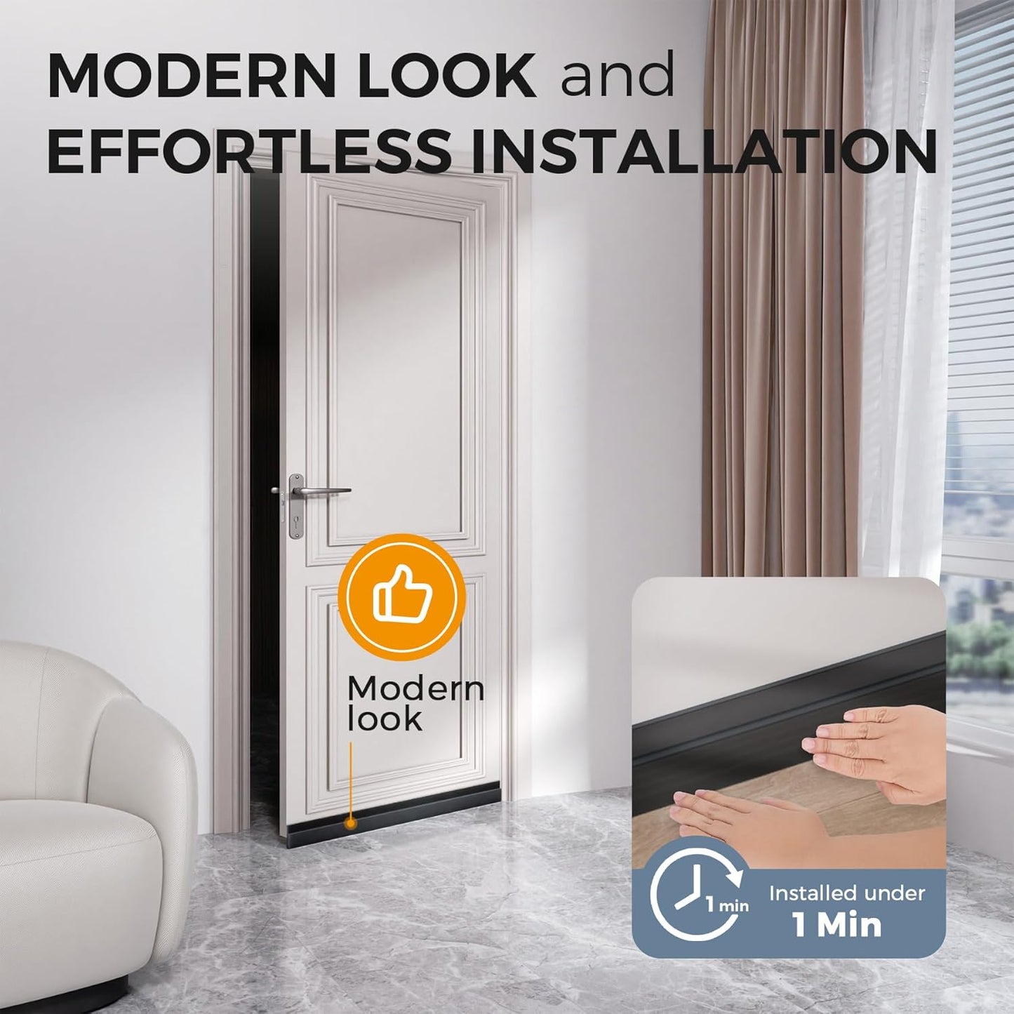 GroTheory 2 Pack Under Door Draft Stopper, Home Improvement, Weather Stripping Door Seal, Bottom of Door Sweep, Garage Window Blocker Noise Dust Insulation Draft Guard, 39" L, Black