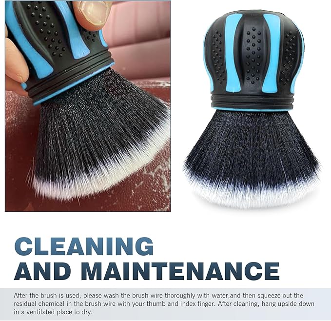 Car Detailing Brush, Multifunctional Soft Cleaning Brush for A/C Vents and Seat Gaps, Non-Slip Handle Ball-Shaped Multi-Function Cleaning Tool with Storage Rack, for Most Cars (Blue)