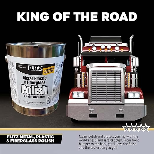 Flitz Multi-Purpose Metal Polish Paste - 1 Gallon Tub of USA-Made Chrome Polish - Works on Stainless Steel, Aluminum, Plastic, Jewelry and Cars - Non-Abrasive Cleaner & Rust Remover (1 Pack)