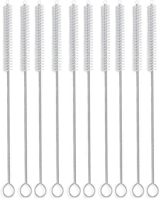 Long Straw Brush, Nylon Flexible,Reusable Pipe Tube Cleaner 12-ihch X 2/5-inch Set of 10