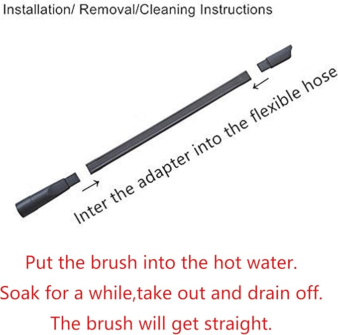 EZ SPARES 25-inch Flexible Crevice Cleaning Tool Replacement for Vacuum Hoses Accepting 1-1/4"(32mm) or 1-3/8"(35mm) Attachment for Home & Car detailing Removable Brush Head Univeral