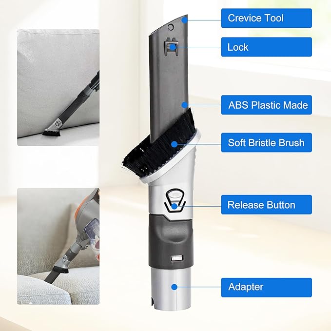 2-in-1 Crevice & Duster Tool for Shark Vacuum Cleaners Rotator, Rocket, DuoClean, Apex, Navigator, NV752, NV751, NV650, NV680, HV322, HV301, AZ2001, HZ2002 Extended Reach Brush Attachment