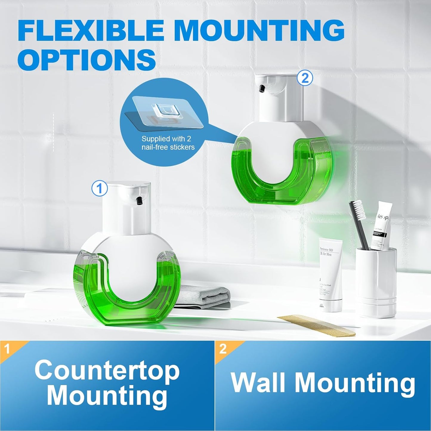 Automatic soap dispenser touchless 15oz/420ml Kitchen Dish Automatic Liquid Soap Dispenser 4 Adjustable Soap Dispensing Levels Wall Mount for Kitchen and Bathroom, Liquid Hand Soap Dispenser