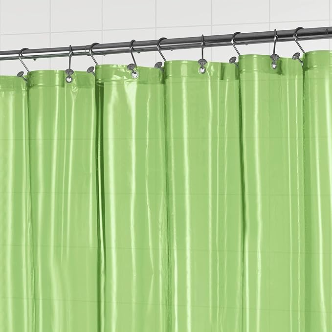 Barossa Design Clear Green Shower Curtain Liner - PEVA Heavy Duty Shower Liner with 6 Magnets and Metal Grommets, 72" x 72" Waterproof Bathroom Curtains - Clear Green