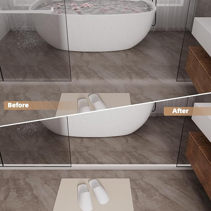 39” White Shower Threshold Water Dam Stopper for Dry and Wet Separation,Self Adhesive Collapsible Walk in Shower Splash Guard Seal Strip,Silicone Sink Edge Water Barrrier for Bathroom and Kitchen