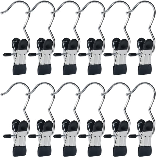 15/30Pcs Upgrade Double Head Clamp Dipped Clothespin for Laundry Hooks with Clips, Boot Holder, Hanging Clips, Portable Multifunctional Hangers Single Clip Space Saving for Jeans, Hats (15, Black)