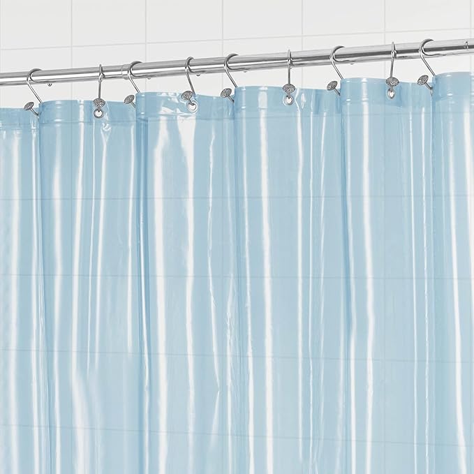 Barossa Design Extra Long Clear Blue Shower Curtain Liner with 3 Magnets - 72" x 84" XL, Waterproof PEVA Lightweight Shower Liner for Bathroom, PVC Free, Metal Grommets - Clear Blue, 72x84