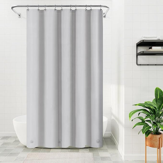 Barossa Design 54W x 78H Stall Shower Curtain Liner Silver Gray - Waterproof Lightweight PEVA Plastic Shower Liner with 3 Magnets & Metal Grommets - Gray Silver