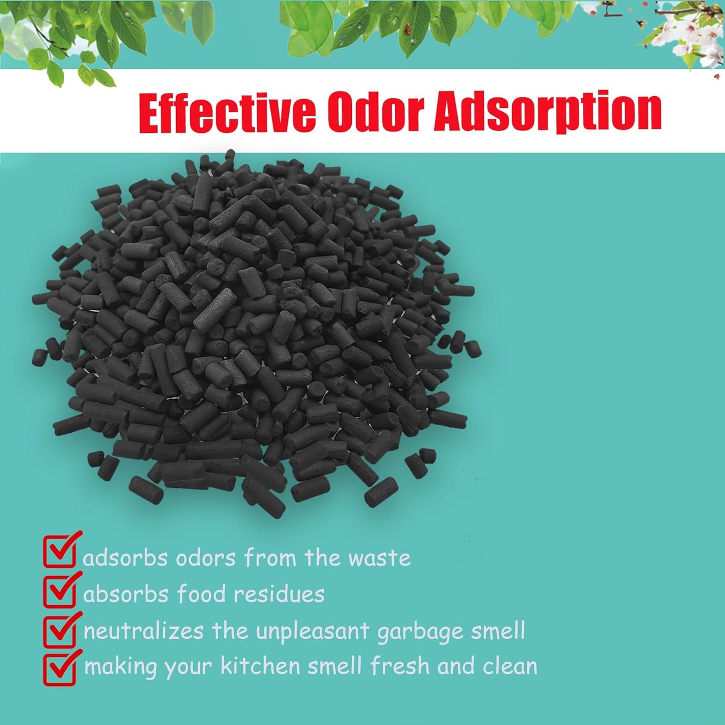1.55 Pounds Oversized Pack Replacement Odor Absorbing Filter Refills for Smart Waste Kitchen Composter, Activated Charcoal for Electric Compost Bin Odor Control