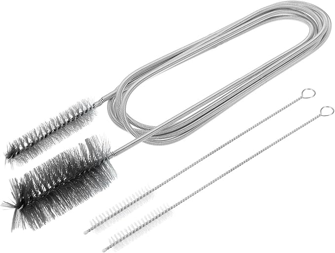 HARFINGTON 3pcs Flexible Long Drain Brush Straw Cleaner Set 78.74" Stainless Steel Double Ended Hose Brush with 8" Nylon Long Tube Pipe Cleaning for Fish Tank Sink Pipe, Black