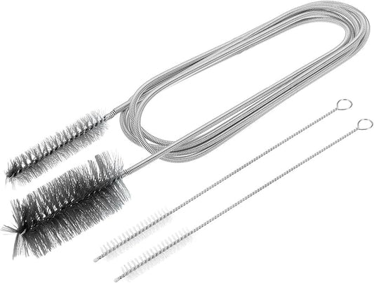HARFINGTON 3pcs Flexible Long Drain Brush Straw Cleaner Set 78.74" Stainless Steel Double Ended Hose Brush with 8" Nylon Long Tube Pipe Cleaning for Fish Tank Sink Pipe, Black