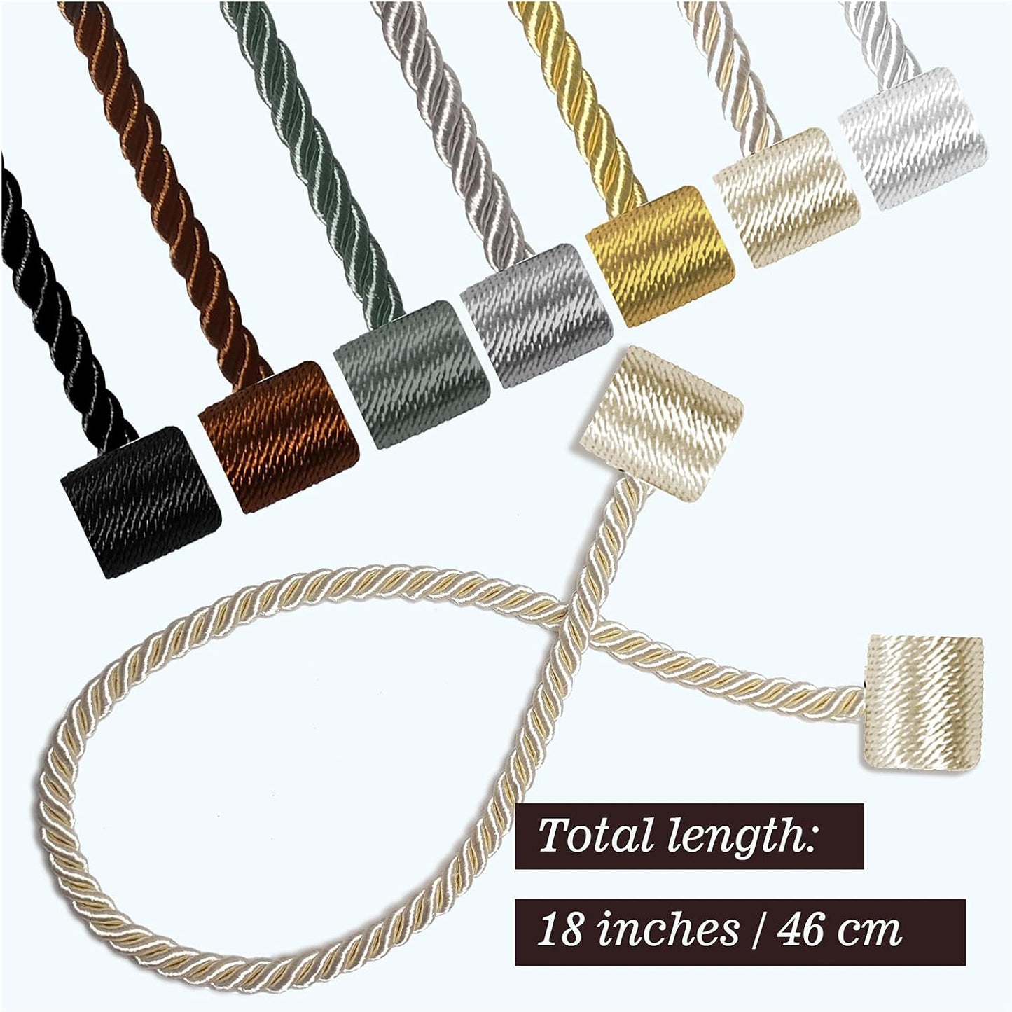 Hion Magnetic Curtain Tiebacks White 2pcs, Curtain Tiebacks Buckles Holdbacks Holders Hooks Clip for Home Bedroom Office Decorative Curtain