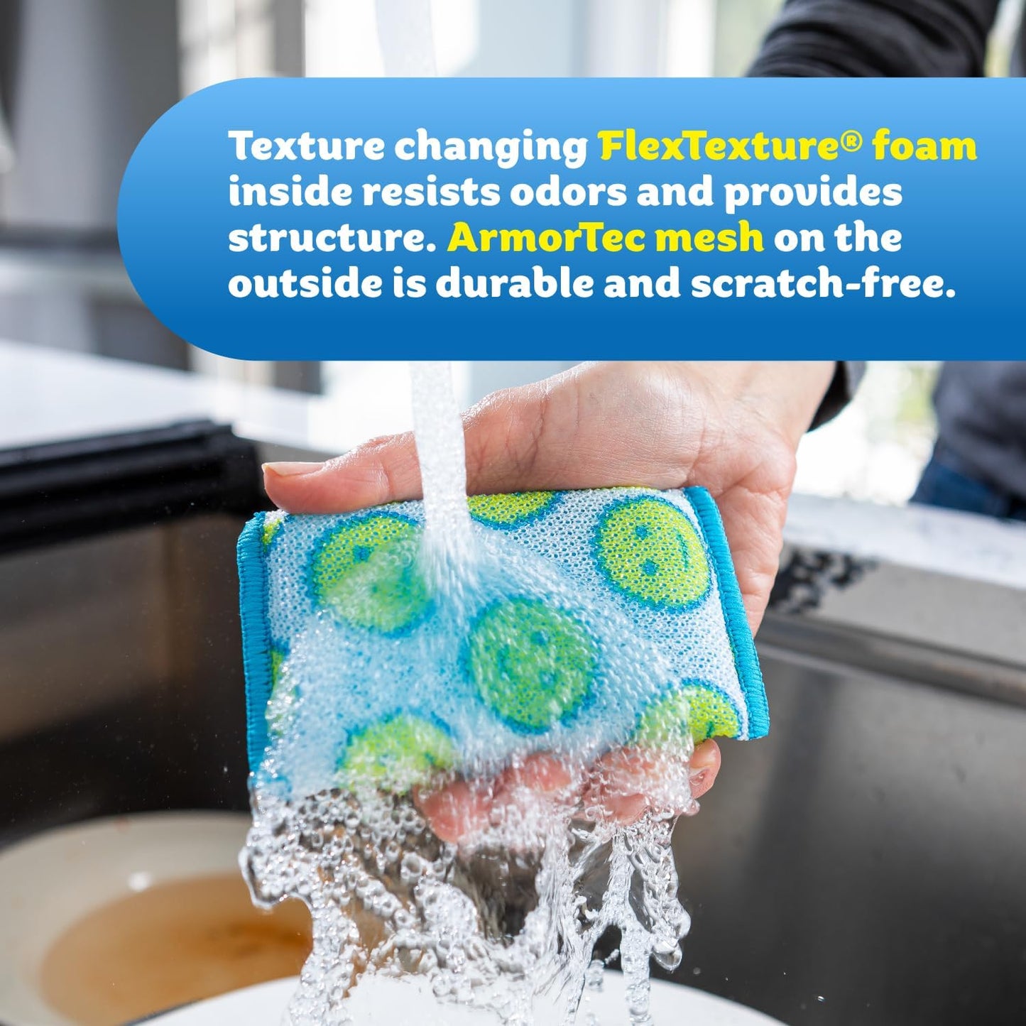 Scrub Daddy Scour Daddy Scouring Pad - Non Scratch Scouring Pad - Sponges for Dishes & Cleaning Supplies - Durable & Odor Resistant - 3 Count (12 Pack)