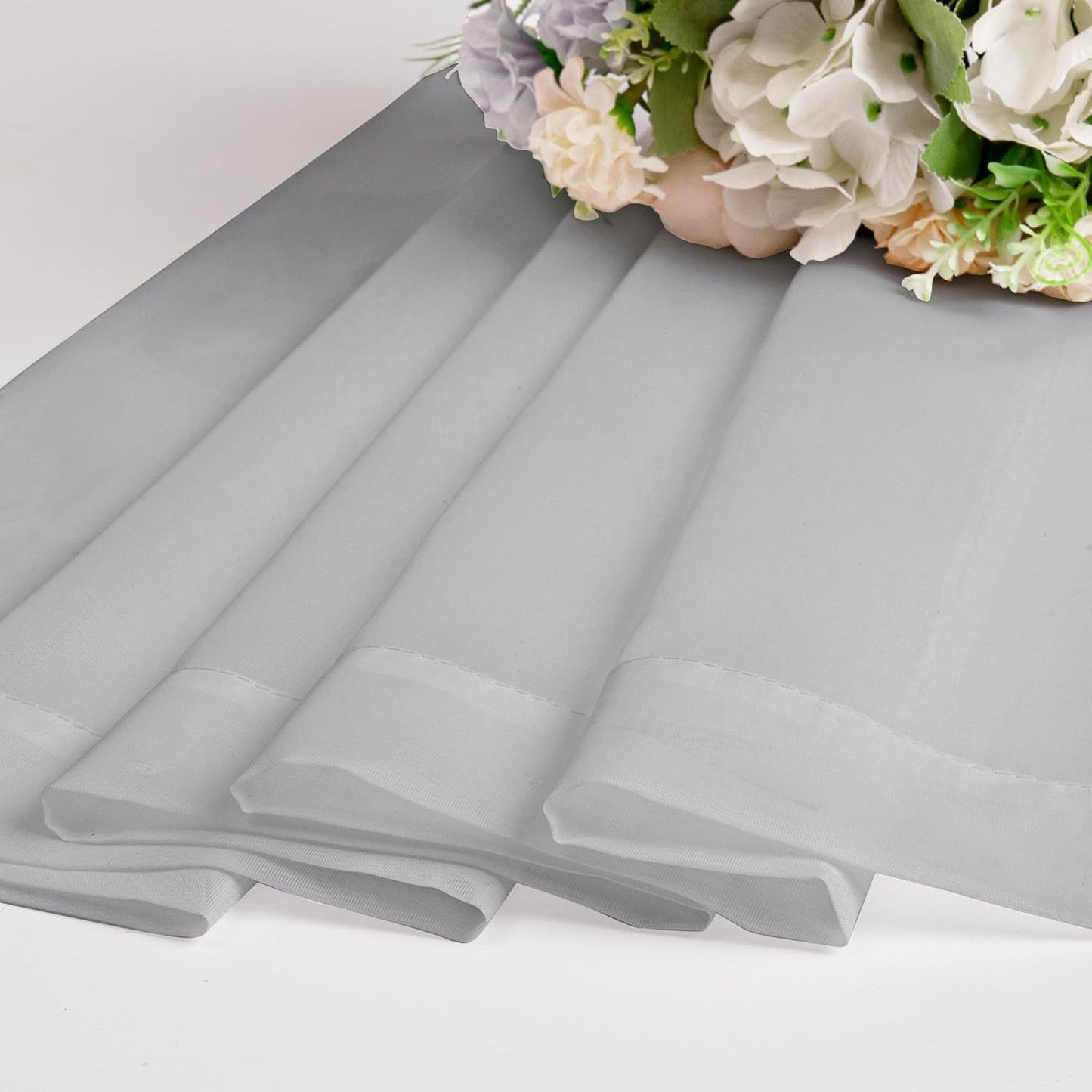 Chyhomenyc Light Grey Sheer Curtains 54 Inch Long 2 Panels, Light Filtering Rod Pocket Voile Short Curtains Drapes for Living Room Bedroom Small Windows, 42Wx45L Inches