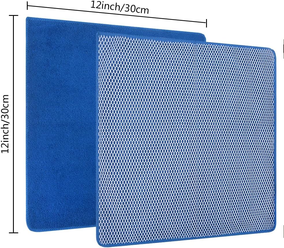 SINLAND Absorbent Microfiber Dish Cloths for Washing Dishes Best Kitchen Cloths Cleaning Cloth with Poly Scour Side 12Inchx12Inch 5 Pack Dark Blue