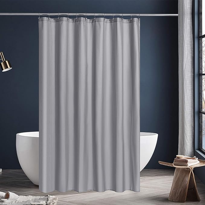 N&Y HOME Fabric Shower Curtain or Liner with Magnets - Grey Shower Curtain for Bathroom with Hotel Quality, Machine Washable, Water Repellent - Gray, 72x72