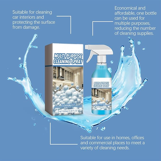 Grease Cleaner, Cleaning Multi-Purpose Degreaser, 100ml Heavy Duty Kitchen Grime Remover Spray for Tough Stains, Powerful Degreaser with Fast Action Formula, for Window Glass Appliance Countertop