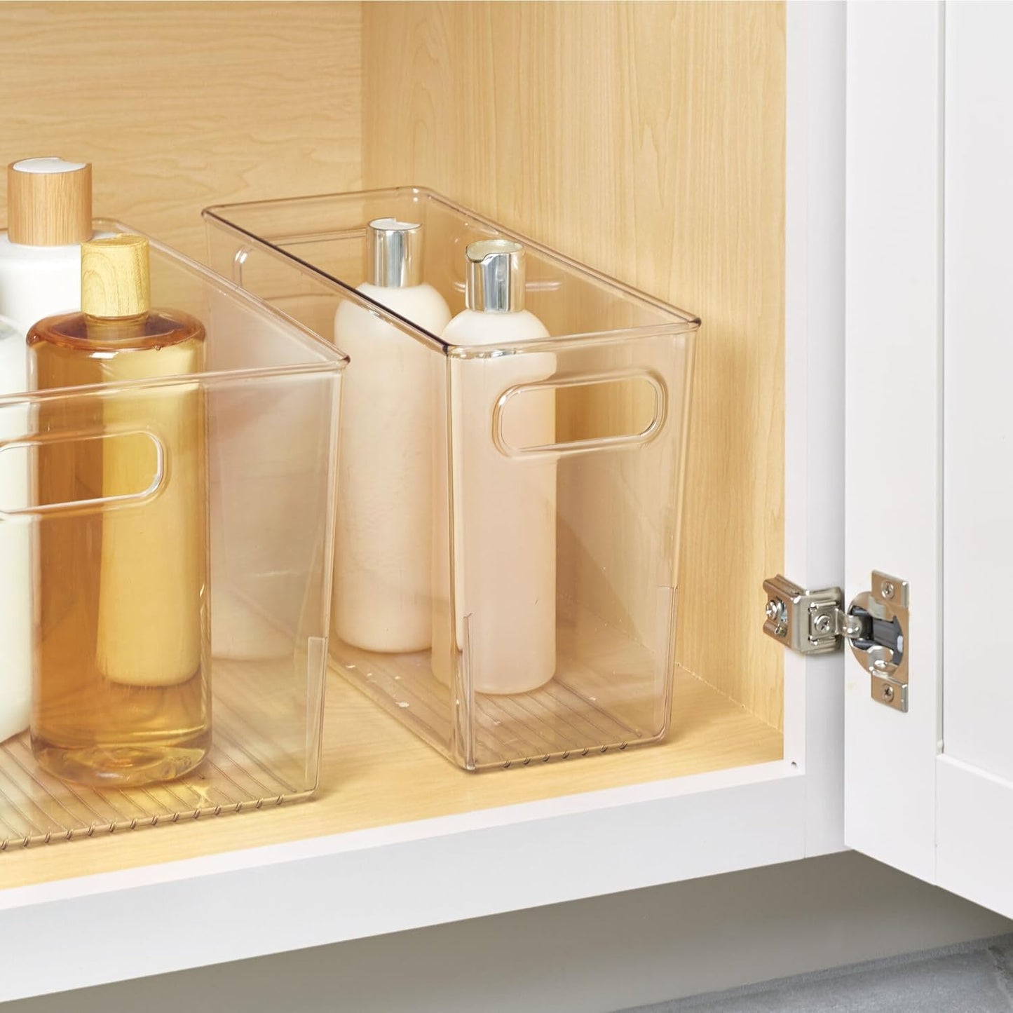 iDesign Plastic Stackable Kitchen Organizer Bin with Easy to Grip Integrated Handles for Kitchen, Fridge, Freezer, Pantry and Cabinet Organization, The Linus Collection – 12" x 5" x 7.75", Clear