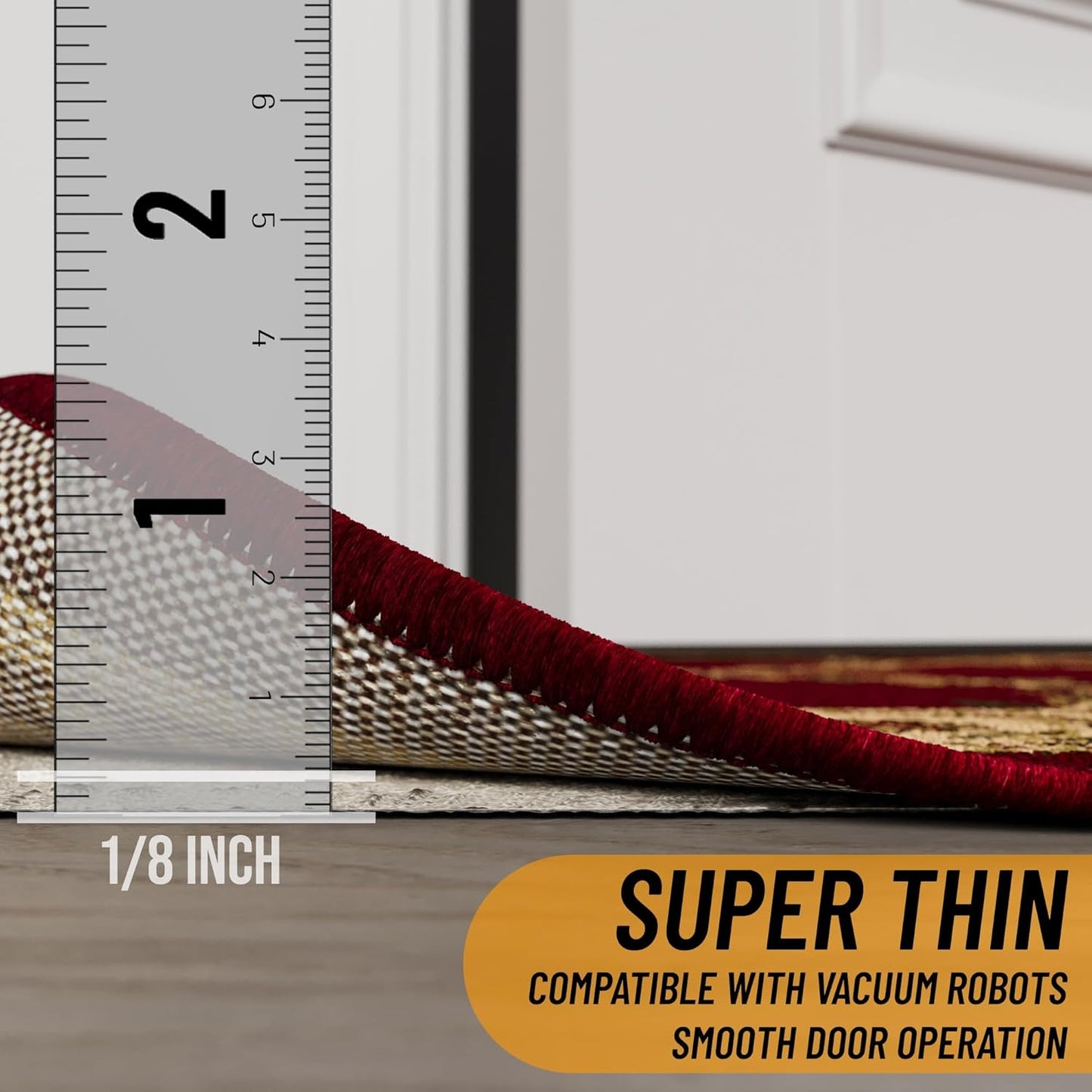 Ottomanson 2'7" x 11' Non-Slip Rug Pad Gripper 1/12 Inch Ultra Thin Dual Surface Felt + Rubber Gripper - Safe for All Floors, Cream