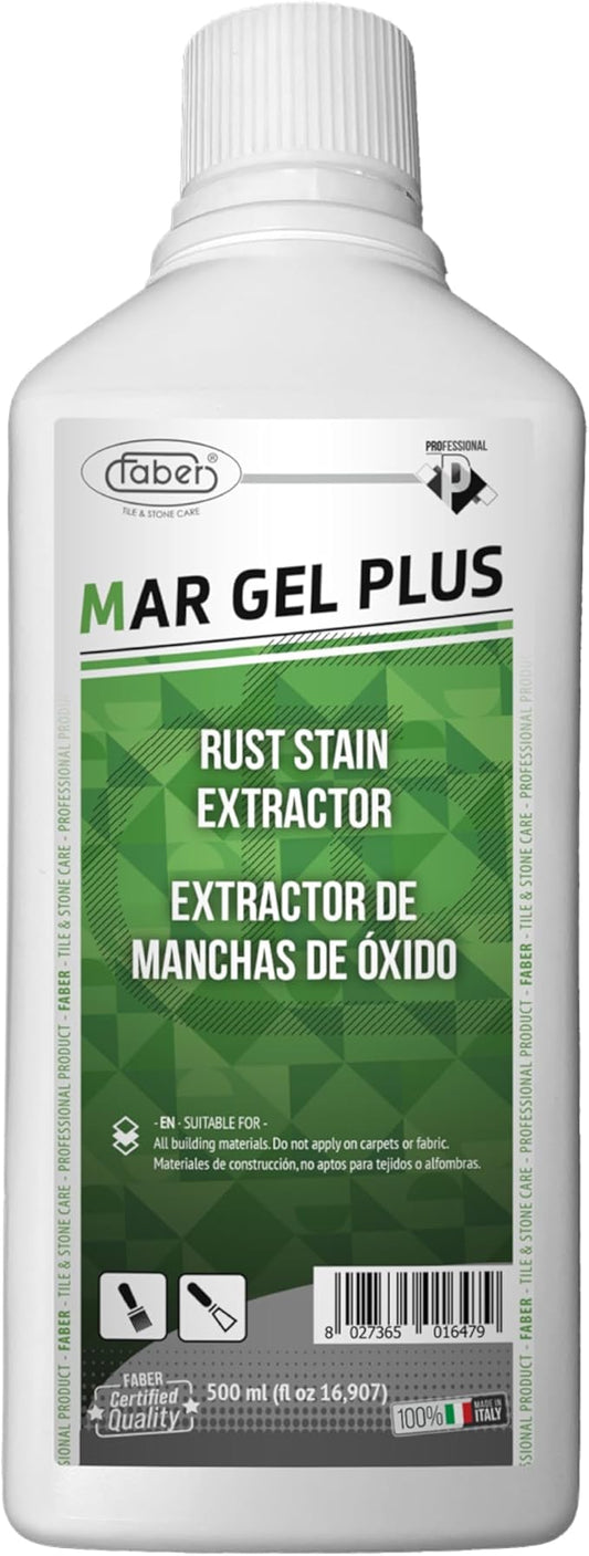FABER MarGelPlus Water-Based Stain Remover 500mL for Rust Marks on Acid-Sensitive Surfaces Like Marble, Limestone, Travertine