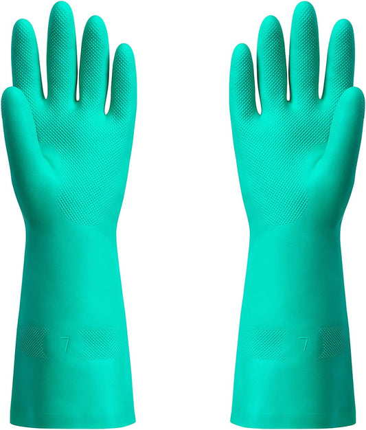 ThxToms Chemical Resistant Nitrile Gloves, Resist Household Acid, Alkali, Solvent and Oil, Latex Rubber Free, 1 Pair Small