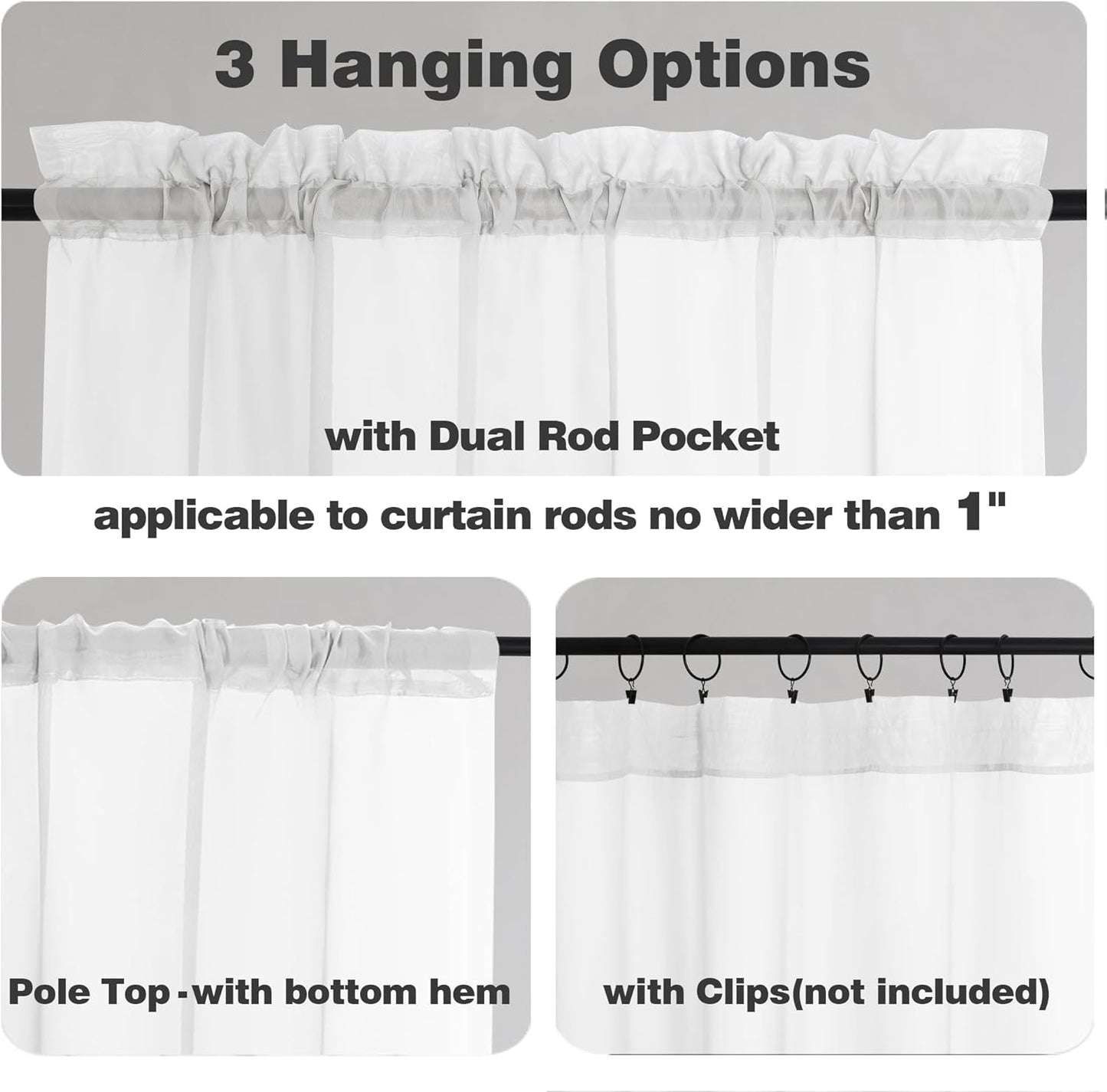 Chyhomenyc White Sheer Curtains 84 Inches Long 2 Panels, Light Filtering White Curtains for Living Room, Soft Gentle Voile Rod Pocket Bedroom Window Drapes, 59Wx84L Inch, 2PCS