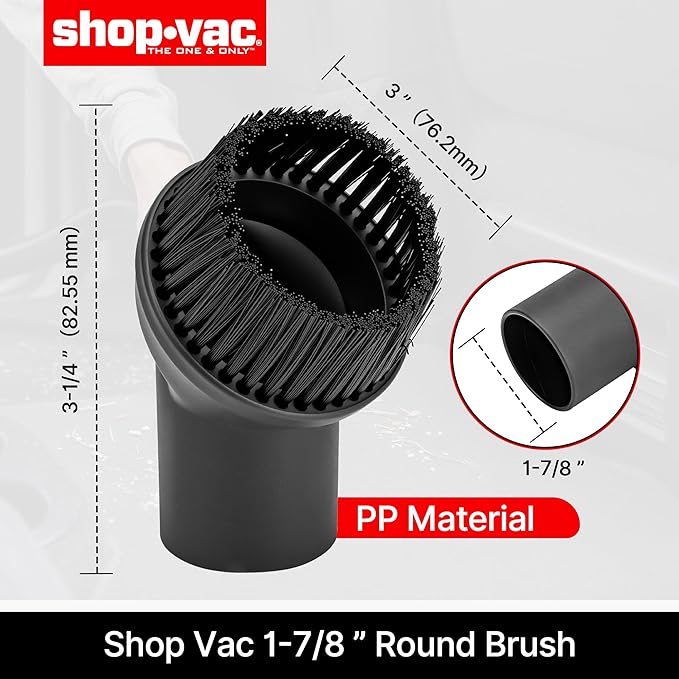 Shop-Vac 3-PC Nozzle Kit, 1-7/8 Inch Diameter for Wet/Dry Vacuum, Includes Gulper, Crevice Tool and Round Brush