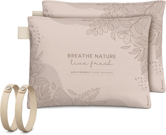 Roonin Activated Charcoal Odor Absorber - Bamboo Charcoal Air Purifying Bag - Activated Charcoal Bags Odor Absorber Packets - Home Deodorizer Odor Eliminator (2-pack)