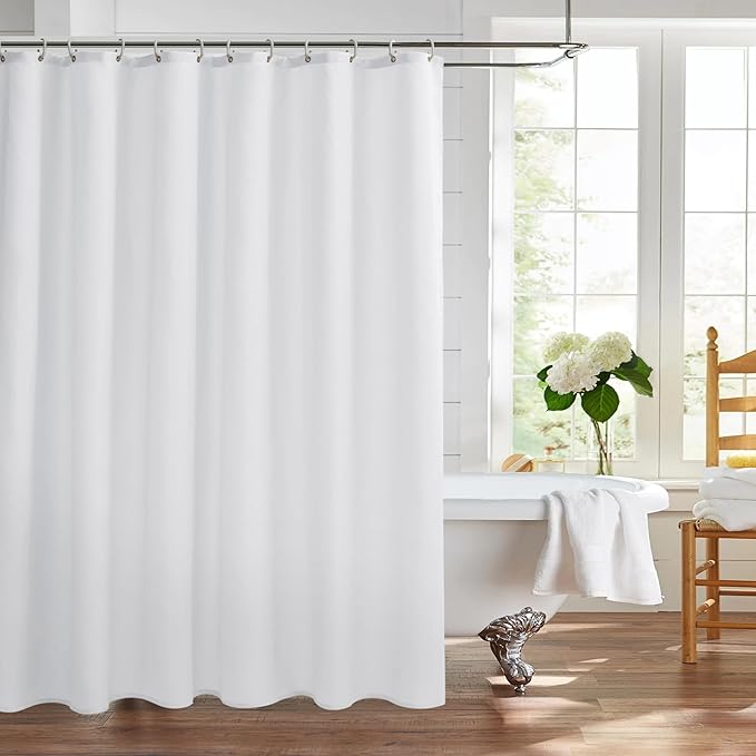 Nasitos Fabric Shower Curtain Liners 2 Pack - W70 x H72 - Washable & Water Resistant Lighweight Cloth Shower Liner for Bathroom, Soft Hotel Quality, Standard Size (White, 4 Magnets Included)