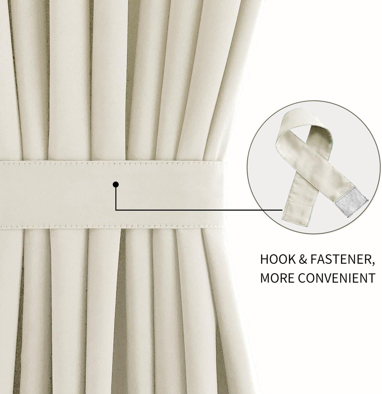 DWCN French Door Curtains – Rod Pocket Thermal Blackout Curtain for Doors with Glass Window, Kitchen and Patio Doors for Privacy, 54 X 72 Inches Long, 1 Curtain Panel with Tieback, Light Beige