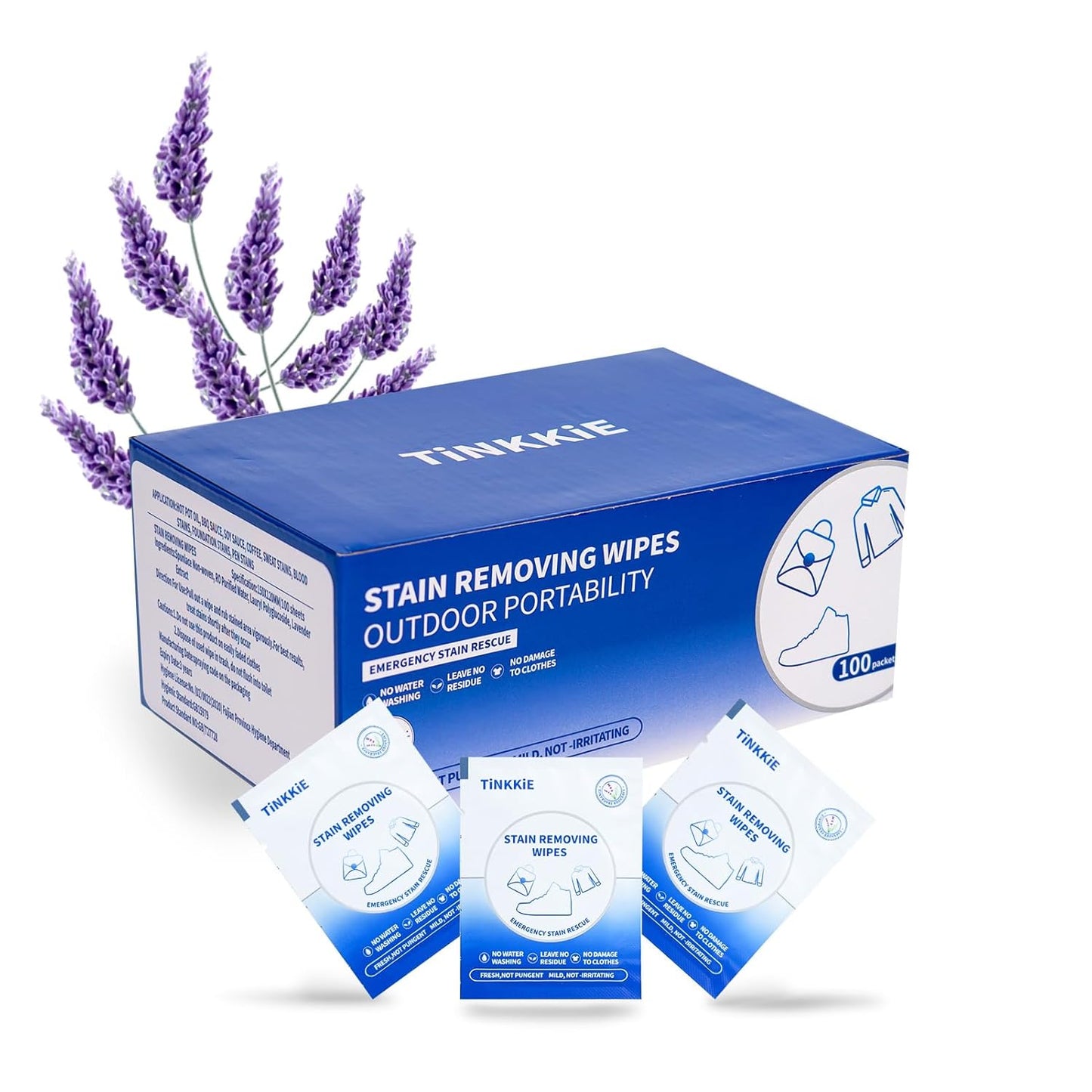 100-Pack Stain Remover Wipes, Portable Clothing Stain Remover Wipes, Instant Stain Remover and Individually Wrapped, Stain Removers for Clothes, Shoes And Surface cleaning of headphones