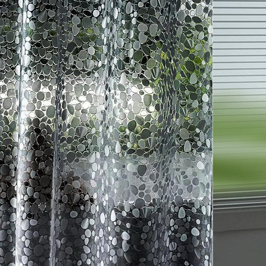 Ga-Geetopia EVA Black Thin Shower Curtain Liner, Pebble Pattern 72x72 Inch Lightweight Plastic Bathroom Shower Showroom Inner Curtain with Rustproof Metal Grommets and Weighted Magnets(No Hooks)