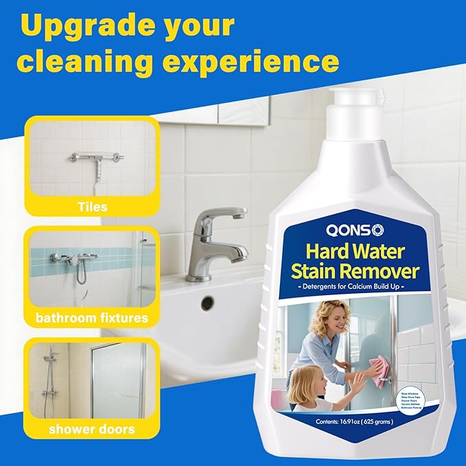 Hard Water Stain Remover, Shower Glass Door Cleaner Cream For Hard Water Stain,Bathroom Glass,Windows,Tile,Grout,Toilet Bowl,Calcium Build Up,Hard Water Cleaner 16.91 Oz (670 Grams)