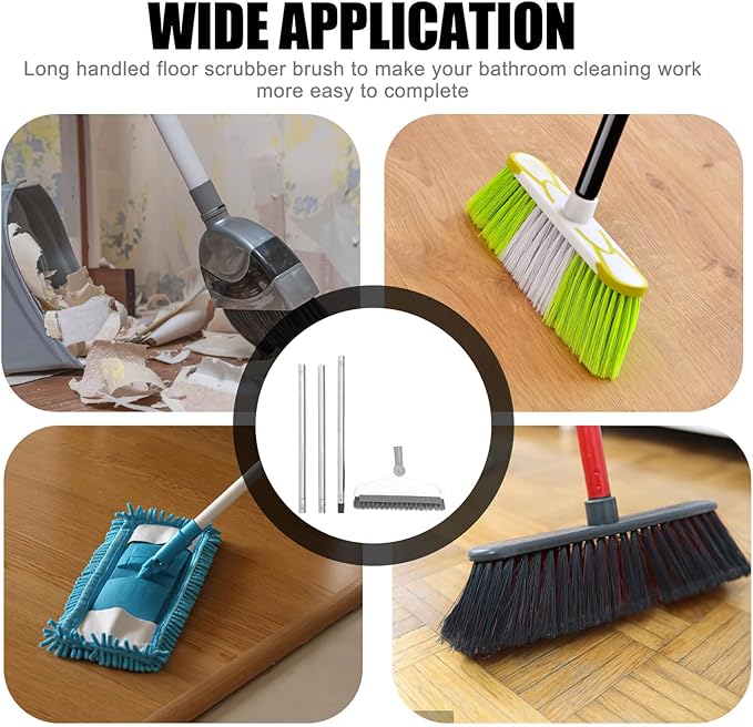 TOYANDONA Rotating Floor Scrubber Brush with Long Handle for Bathroom Shower Tile Grout Cleaning Reach Corners Sturdy Bristles for Efficient Floor and Gap Scrubbing