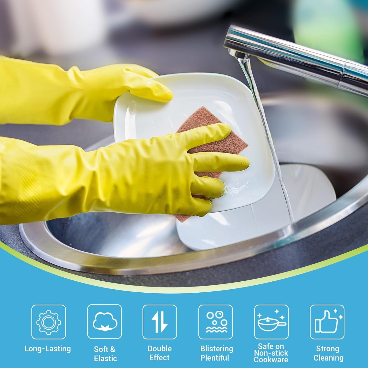 AIDEA Sponges Non Scratch, 24Count, Natural Sponge for Non Stick Cookware, Sponges Kitchen, Cellulose Scrub Sponge for Dishes, Cleaning Power for Kitchen, Bathroom, Household