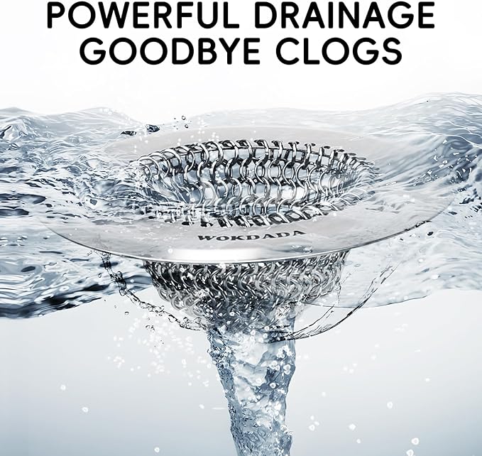 2 Pack Wokdada Bathtub Drain Hair Catcher, Wokdada Fast Drainage Shower Drain Hair Catcher, Reversible 304 Stainless Steel Drain Protector for Pop-Up and Regular Drains of Bathroom(Patented Product)