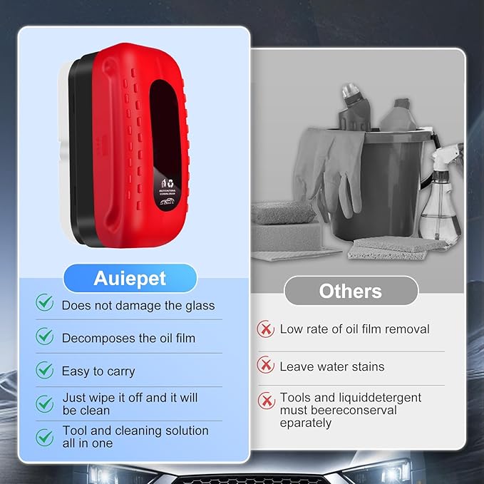 Car Glass Oil Film Cleaner, 2026 New Automotive Oil Film Cleaning Brush for Car Windows, Cars Window Glasses Cleaning Boar with Extra Cleaner, Universal Anti-Rain Fog Glass Brush (1)