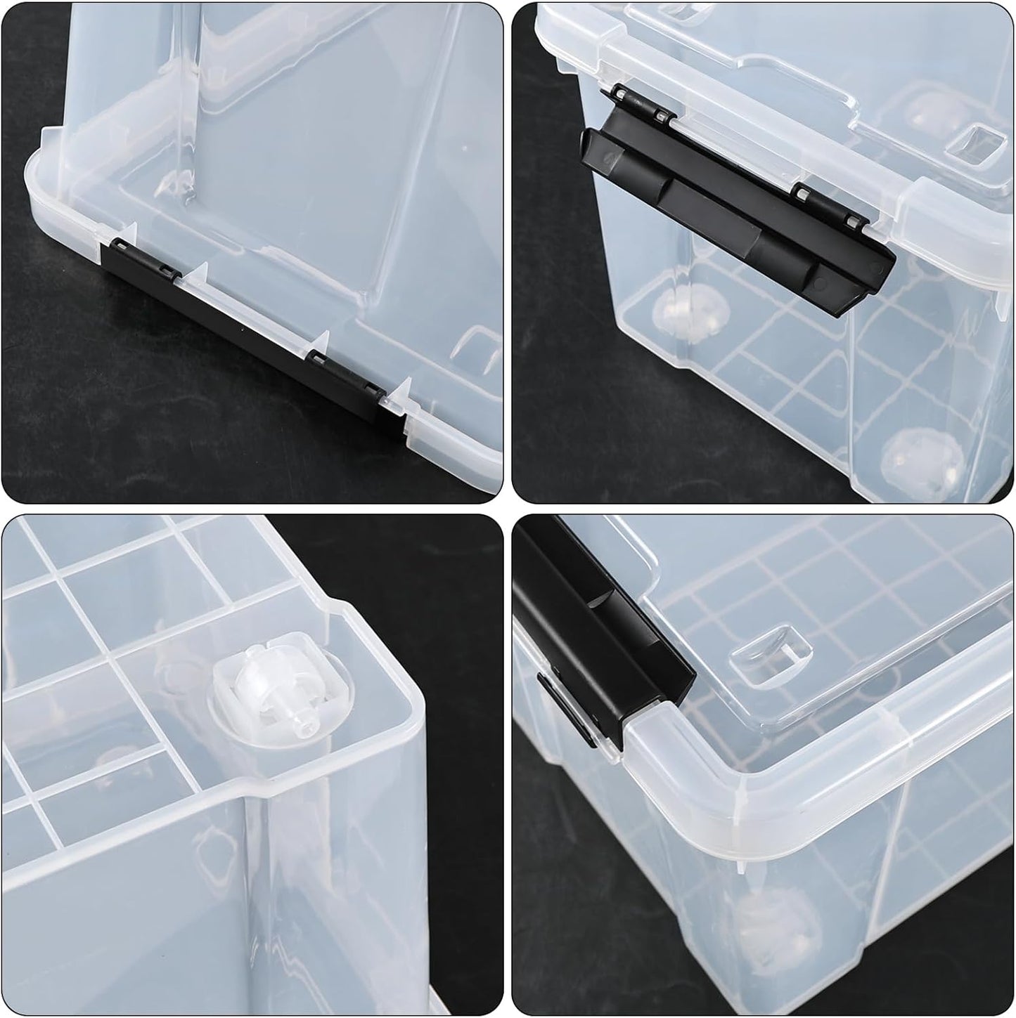 22 Qt Latching Storage Box, Stackable Bin with Latch Lid, Plastic Storage Container Tote, Clear, 4-Pack