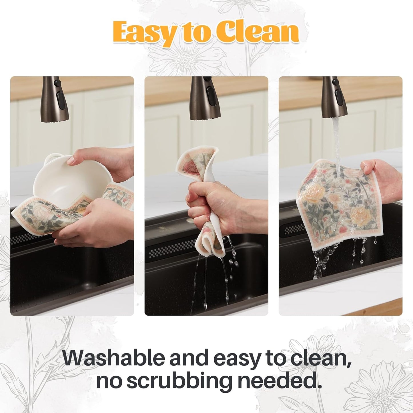 JOYMOOP 12 Pack Decorate Cleaning Cloth (Quiet Luxury of Decorative Series), Reusable Absorbent Dish Towels, Non-Scratch Washable Rags for Cookware, Kitchen and Household Cleaning - 6.7×7.9 inch