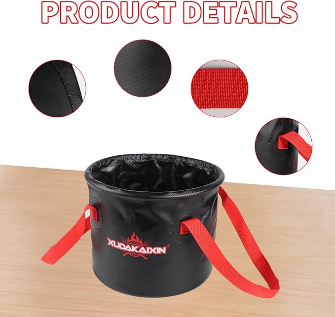 Grill Brush Collapsible Water Bucket for Grill Cleaning, Camping, and Outdoor Activities (Only Water Bucket No Grill Brush)-Black