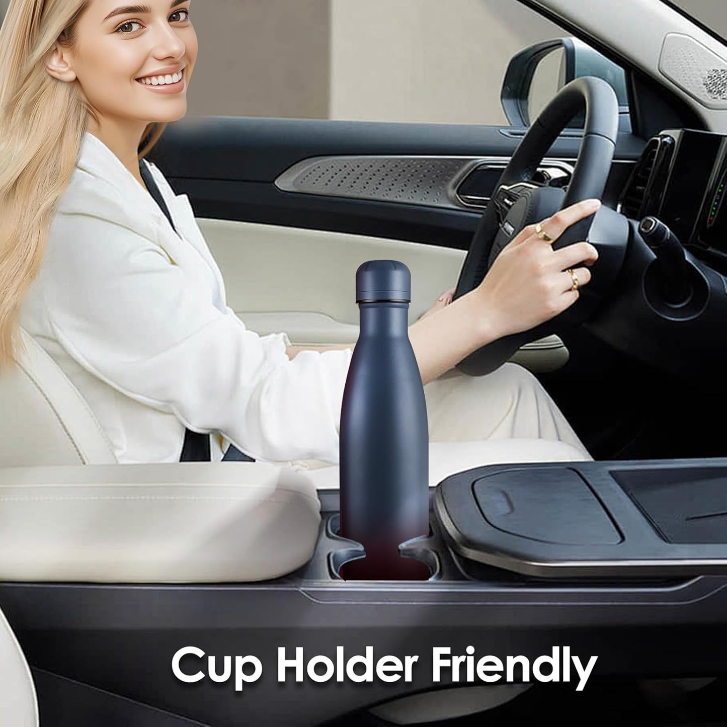 17oz Cola-Bottle Shaped Stainless Steel Leak-proof Water Bottle,Double Wall Vacuum Insulated Metal,Travel Mug For Sports Indoors & Outdoors,BPA-Free School Kids Flasks,Navy(8Pack)