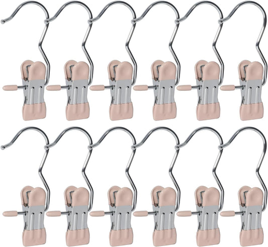 15/30Pcs Upgrade Double Head Clamp Dipped Clothespin for Laundry Hooks with Clips, Boot Holder, Hanging Clips, Portable Multifunctional Hangers Single Clip Space Saving for Jeans, Hats (30, Pink)