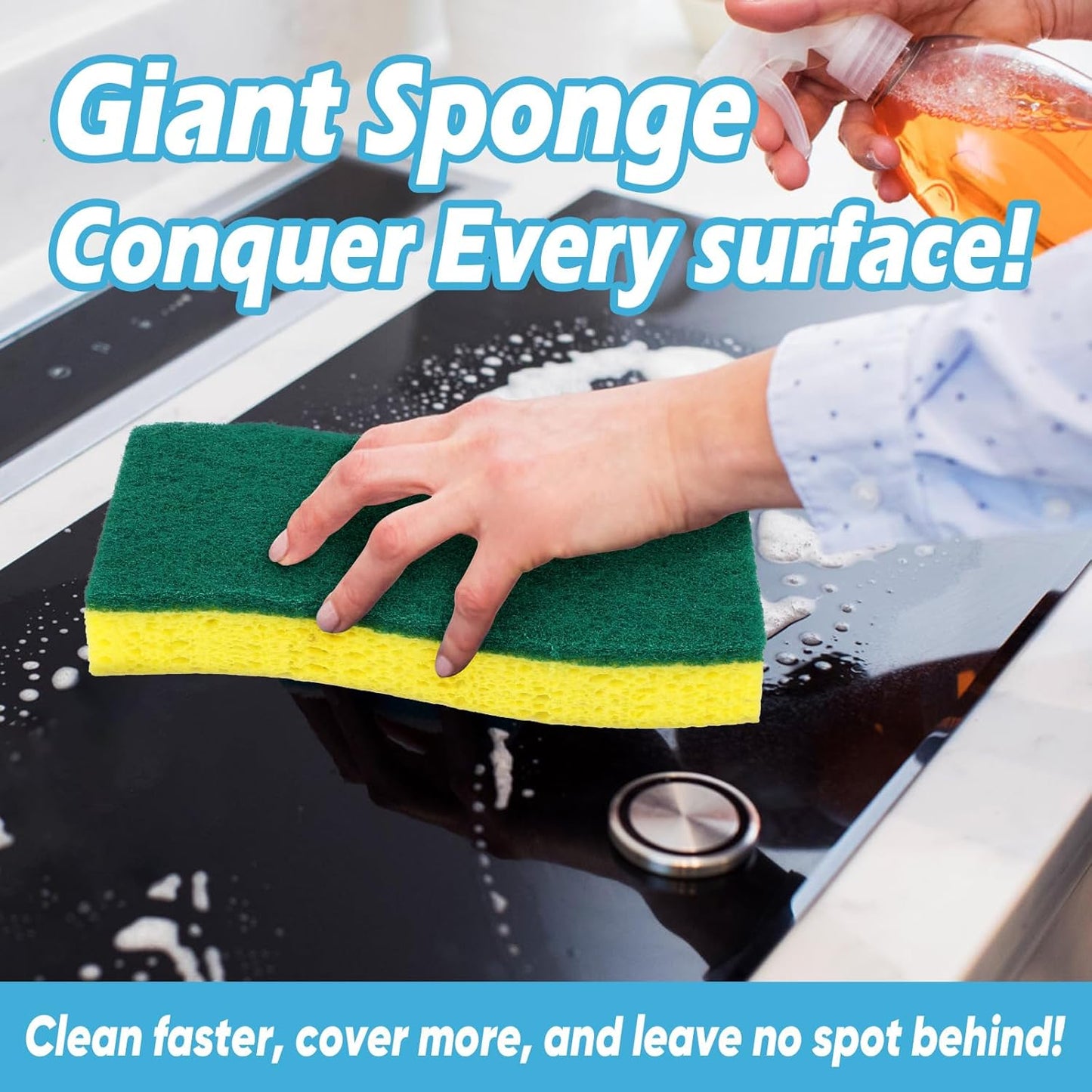 AIDEA XL Scrub Sponges Heavy Duty 12Count, Sponges for Dishes, Extra Large Sponge for Cleaning Kitchen and Household, Heavy Duty Sponge Safe for Non-Coated Cookware, Cleaning Power for Bathroom, House