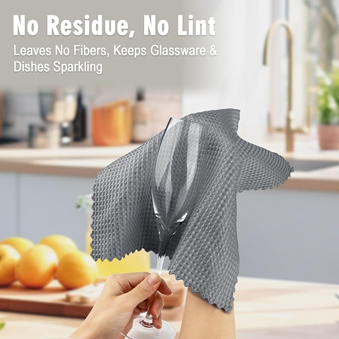 GLIMGLINT Waffle Weave Microfiber Towel, Lint Free Microfiber Cleaning Cloth for Household, Reusable Dish Towels, 20Pack, 11.5x11.5 Inch, (12 Grey, 8 White)