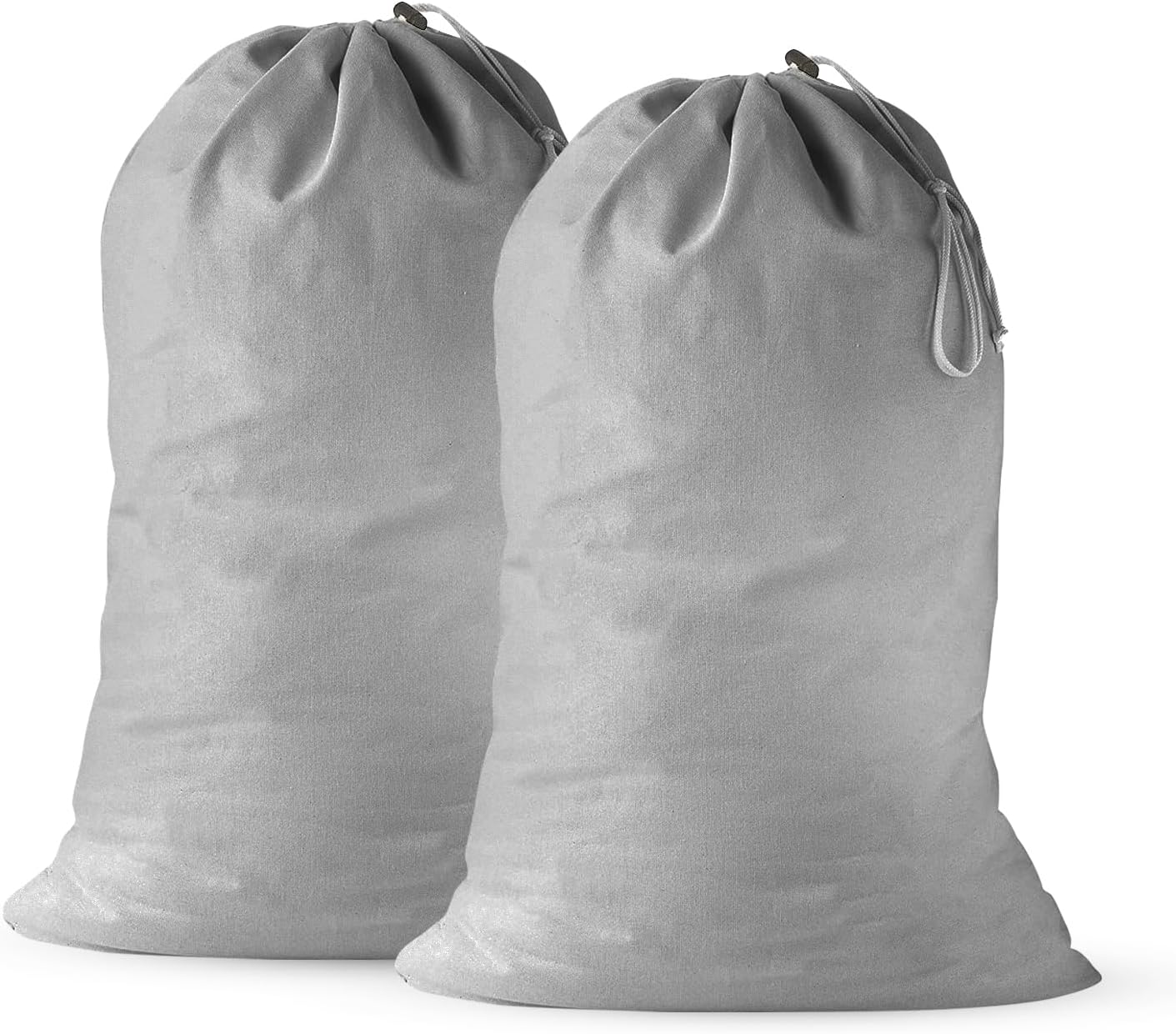 2 Pack - Extra Large Cotton Laundry Bag, Heavy Duty Large Laundry Bags 24 x 36 inch XL Drawstring Travel Organizer Bag Fit Hamper Basket Camp (Light Gret, Pack of 2)